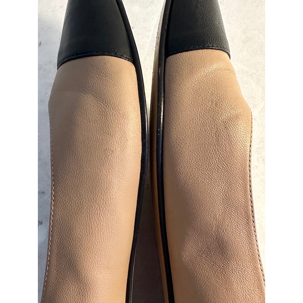 Margaux The Point Leather Ballet Flats Size 39.5 US 9 Black Tan Cap Toe Classic - Picture 9 of 10